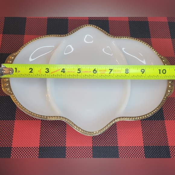 Fire King Ovenware Milk Glass Divided Relish Candy Serving Dish - Picture 5 of 6